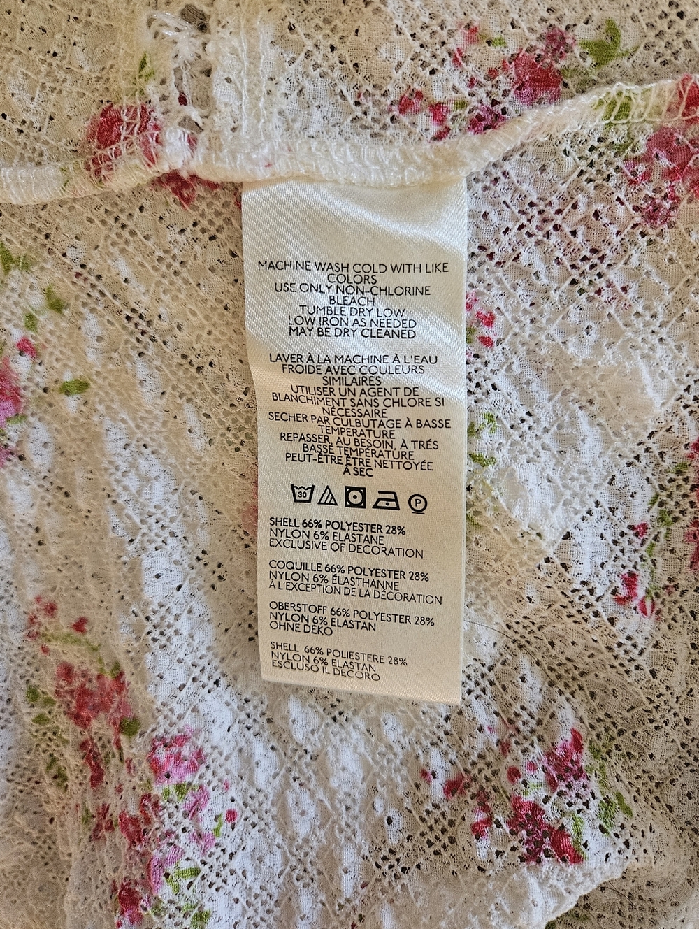 NWOT Free People White/Pink Floral LaceCrop Top - Picture 15 of 17